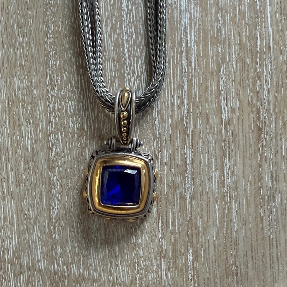 Jewelry - Silver Necklace with Blue Pendant